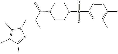 1-[(3,4-dimethylphenyl)sulfonyl]-4-[2-methyl-3-(3,4,5-trimethyl-1H-pyrazol-1-yl)propanoyl]piperazine 구조식 이미지