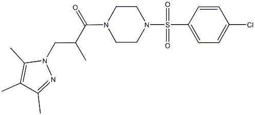 1-[(4-chlorophenyl)sulfonyl]-4-[2-methyl-3-(3,4,5-trimethyl-1H-pyrazol-1-yl)propanoyl]piperazine Structure