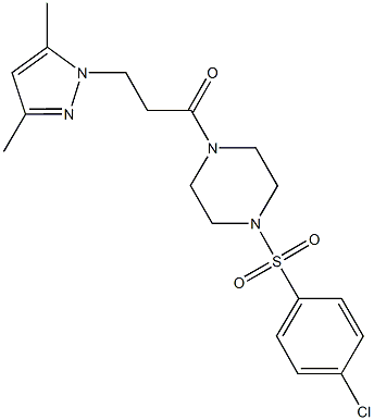 1-[(4-chlorophenyl)sulfonyl]-4-[3-(3,5-dimethyl-1H-pyrazol-1-yl)propanoyl]piperazine Structure