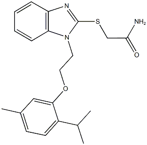 2-({1-[2-(2-isopropyl-5-methylphenoxy)ethyl]-1H-benzimidazol-2-yl}sulfanyl)acetamide 구조식 이미지