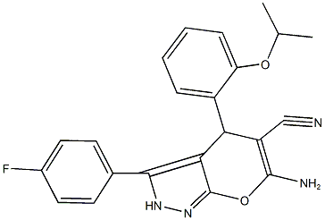 6-amino-3-(4-fluorophenyl)-4-(2-isopropoxyphenyl)-2,4-dihydropyrano[2,3-c]pyrazole-5-carbonitrile 구조식 이미지