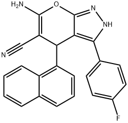 6-amino-3-(4-fluorophenyl)-4-(1-naphthyl)-2,4-dihydropyrano[2,3-c]pyrazole-5-carbonitrile 구조식 이미지