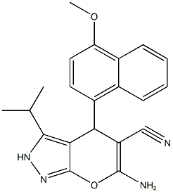 6-amino-3-isopropyl-4-(4-methoxy-1-naphthyl)-2,4-dihydropyrano[2,3-c]pyrazole-5-carbonitrile 구조식 이미지