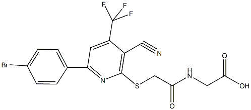 [({[6-(4-bromophenyl)-3-cyano-4-(trifluoromethyl)-2-pyridinyl]sulfanyl}acetyl)amino]acetic acid Structure