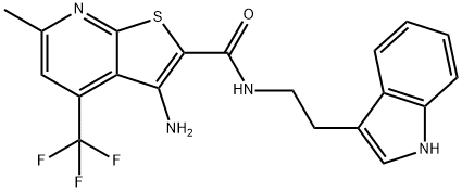 3-amino-N-[2-(1H-indol-3-yl)ethyl]-6-methyl-4-(trifluoromethyl)thieno[2,3-b]pyridine-2-carboxamide Structure