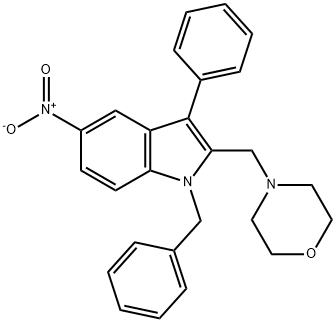 1-benzyl-5-nitro-2-(4-morpholinylmethyl)-3-phenyl-1H-indole 구조식 이미지