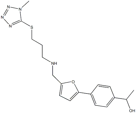 1-(4-{5-[({3-[(1-methyl-1H-tetraazol-5-yl)sulfanyl]propyl}amino)methyl]-2-furyl}phenyl)ethanol Structure