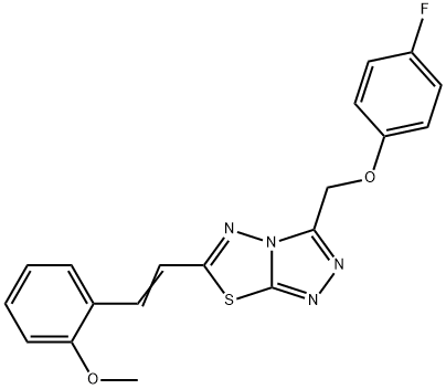 3-[(4-fluorophenoxy)methyl]-6-[(E)-2-(2-methoxyphenyl)ethenyl][1,2,4]triazolo[3,4-b][1,3,4]thiadiazole 구조식 이미지