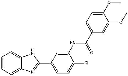 N-[5-(1H-benzimidazol-2-yl)-2-chlorophenyl]-3,4-dimethoxybenzamide 구조식 이미지