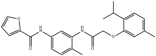 N-(3-{[(2-isopropyl-5-methylphenoxy)acetyl]amino}-4-methylphenyl)-2-furamide 구조식 이미지