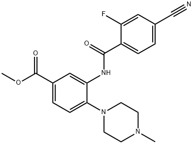 methyl 3-[(4-cyano-2-fluorobenzoyl)amino]-4-(4-methyl-1-piperazinyl)benzoate 구조식 이미지