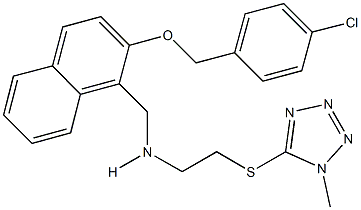 N-({2-[(4-chlorobenzyl)oxy]-1-naphthyl}methyl)-N-{2-[(1-methyl-1H-tetraazol-5-yl)sulfanyl]ethyl}amine 구조식 이미지