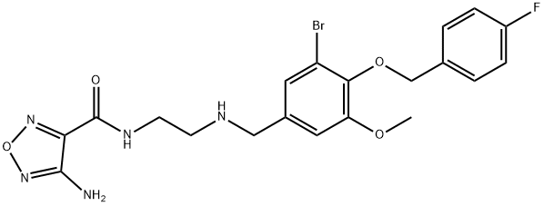 4-amino-N-[2-({3-bromo-4-[(4-fluorobenzyl)oxy]-5-methoxybenzyl}amino)ethyl]-1,2,5-oxadiazole-3-carboxamide Structure