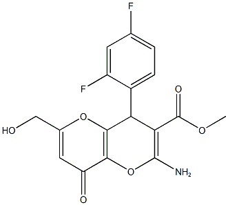 methyl 2-amino-4-(2,4-difluorophenyl)-6-(hydroxymethyl)-8-oxo-4,8-dihydropyrano[3,2-b]pyran-3-carboxylate Structure