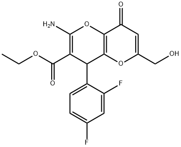 ethyl 2-amino-4-(2,4-difluorophenyl)-6-(hydroxymethyl)-8-oxo-4,8-dihydropyrano[3,2-b]pyran-3-carboxylate 구조식 이미지