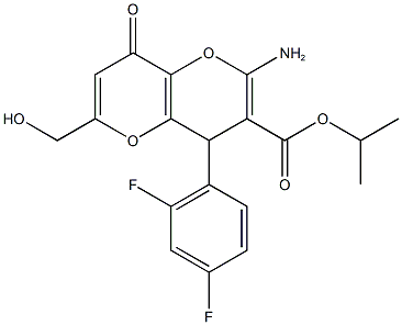 isopropyl 2-amino-4-(2,4-difluorophenyl)-6-(hydroxymethyl)-8-oxo-4,8-dihydropyrano[3,2-b]pyran-3-carboxylate 구조식 이미지