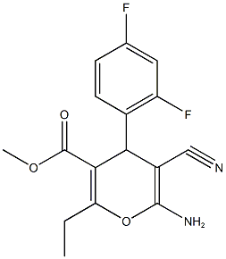 methyl 6-amino-5-cyano-4-(2,4-difluorophenyl)-2-ethyl-4H-pyran-3-carboxylate Structure