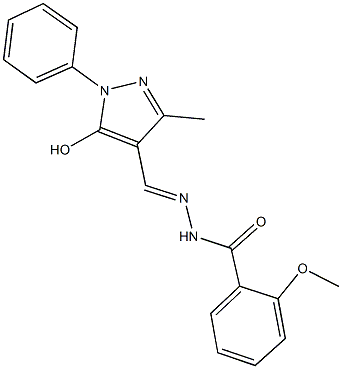 N'-[(5-hydroxy-3-methyl-1-phenyl-1H-pyrazol-4-yl)methylene]-2-methoxybenzohydrazide 구조식 이미지