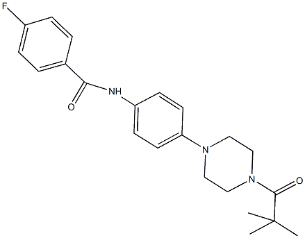 N-{4-[4-(2,2-dimethylpropanoyl)-1-piperazinyl]phenyl}-4-fluorobenzamide 구조식 이미지