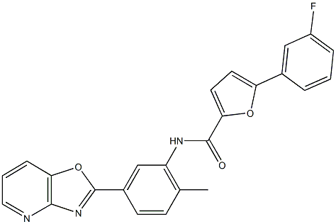 5-(3-fluorophenyl)-N-(2-methyl-5-[1,3]oxazolo[4,5-b]pyridin-2-ylphenyl)-2-furamide Structure