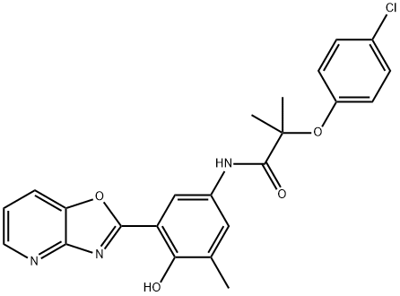2-(4-chlorophenoxy)-N-(4-hydroxy-3-methyl-5-[1,3]oxazolo[4,5-b]pyridin-2-ylphenyl)-2-methylpropanamide 구조식 이미지