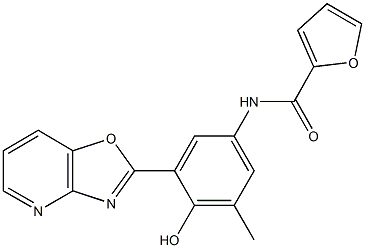 N-(4-hydroxy-3-methyl-5-[1,3]oxazolo[4,5-b]pyridin-2-ylphenyl)-2-furamide 구조식 이미지