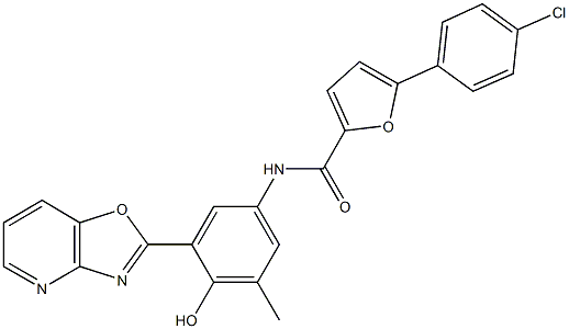 5-(4-chlorophenyl)-N-(4-hydroxy-3-methyl-5-[1,3]oxazolo[4,5-b]pyridin-2-ylphenyl)-2-furamide Structure