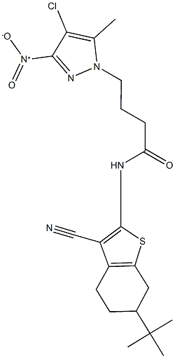 N-(6-tert-butyl-3-cyano-4,5,6,7-tetrahydro-1-benzothien-2-yl)-4-{4-chloro-3-nitro-5-methyl-1H-pyrazol-1-yl}butanamide Structure