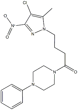 1-(4-{4-chloro-3-nitro-5-methyl-1H-pyrazol-1-yl}butanoyl)-4-phenylpiperazine 구조식 이미지