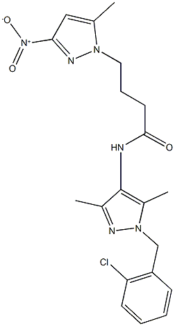 N-[1-(2-chlorobenzyl)-3,5-dimethyl-1H-pyrazol-4-yl]-4-{3-nitro-5-methyl-1H-pyrazol-1-yl}butanamide Structure