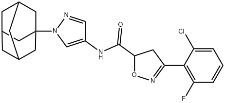 N-[1-(1-adamantyl)-1H-pyrazol-4-yl]-3-(2-chloro-6-fluorophenyl)-4,5-dihydro-5-isoxazolecarboxamide 구조식 이미지