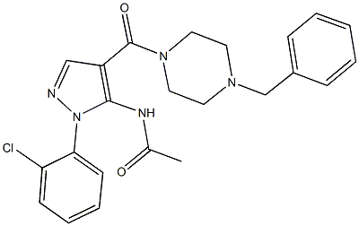 N-[4-[(4-benzyl-1-piperazinyl)carbonyl]-1-(2-chlorophenyl)-1H-pyrazol-5-yl]acetamide Structure