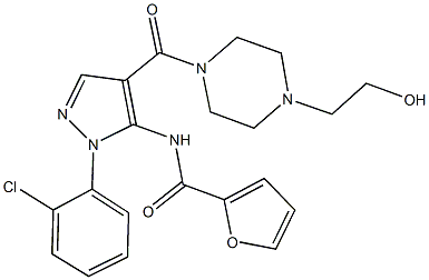 N-(1-(2-chlorophenyl)-4-{[4-(2-hydroxyethyl)-1-piperazinyl]carbonyl}-1H-pyrazol-5-yl)-2-furamide Structure