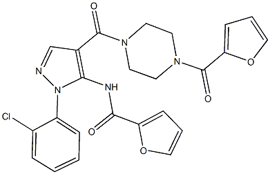 N-(1-(2-chlorophenyl)-4-{[4-(2-furoyl)-1-piperazinyl]carbonyl}-1H-pyrazol-5-yl)-2-furamide 구조식 이미지