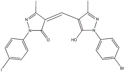 4-{[1-(4-bromophenyl)-5-hydroxy-3-methyl-1H-pyrazol-4-yl]methylene}-2-(4-iodophenyl)-5-methyl-2,4-dihydro-3H-pyrazol-3-one Structure