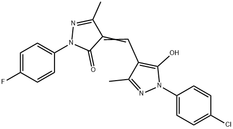 4-{[1-(4-chlorophenyl)-5-hydroxy-3-methyl-1H-pyrazol-4-yl]methylene}-2-(4-fluorophenyl)-5-methyl-2,4-dihydro-3H-pyrazol-3-one 구조식 이미지