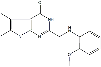 2-[(2-methoxyanilino)methyl]-5,6-dimethylthieno[2,3-d]pyrimidin-4(3H)-one 구조식 이미지