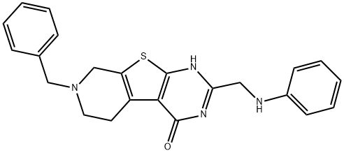 2-(anilinomethyl)-7-benzyl-5,6,7,8-tetrahydropyrido[4',3':4,5]thieno[2,3-d]pyrimidin-4(3H)-one 구조식 이미지