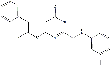 6-methyl-5-phenyl-2-(3-toluidinomethyl)thieno[2,3-d]pyrimidin-4(3H)-one 구조식 이미지