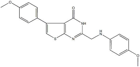 2-[(4-methoxyanilino)methyl]-5-(4-methoxyphenyl)thieno[2,3-d]pyrimidin-4(3H)-one 구조식 이미지