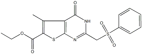 ethyl 5-methyl-4-oxo-2-[(phenylsulfonyl)methyl]-3,4-dihydrothieno[2,3-d]pyrimidine-6-carboxylate 구조식 이미지