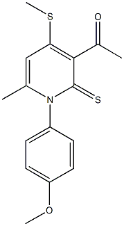 1-[1-(4-methoxyphenyl)-6-methyl-4-(methylsulfanyl)-2-thioxo-1,2-dihydro-3-pyridinyl]ethanone 구조식 이미지