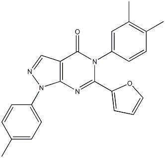 5-(3,4-dimethylphenyl)-6-(2-furyl)-1-(4-methylphenyl)-1,5-dihydro-4H-pyrazolo[3,4-d]pyrimidin-4-one Structure