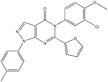 5-(3-chloro-4-methoxyphenyl)-6-(2-furyl)-1-(4-methylphenyl)-1,5-dihydro-4H-pyrazolo[3,4-d]pyrimidin-4-one Structure