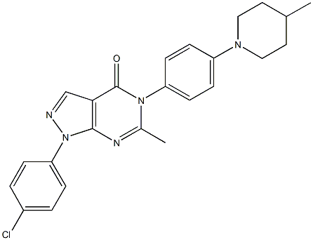 1-(4-chlorophenyl)-6-methyl-5-[4-(4-methyl-1-piperidinyl)phenyl]-1,5-dihydro-4H-pyrazolo[3,4-d]pyrimidin-4-one Structure