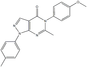 5-(4-methoxyphenyl)-6-methyl-1-(4-methylphenyl)-1,5-dihydro-4H-pyrazolo[3,4-d]pyrimidin-4-one Structure