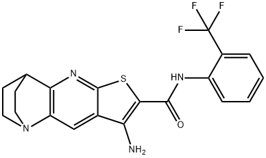 8-amino-N-[2-(trifluoromethyl)phenyl]-1,2,3,4-tetrahydro-1,4-ethanothieno[2,3-b][1,5]naphthyridine-7-carboxamide 구조식 이미지