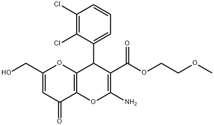 2-methoxyethyl 2-amino-4-(2,3-dichlorophenyl)-6-(hydroxymethyl)-8-oxo-4,8-dihydropyrano[3,2-b]pyran-3-carboxylate Structure