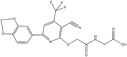 [({[6-(1,3-benzodioxol-5-yl)-3-cyano-4-(trifluoromethyl)-2-pyridinyl]sulfanyl}acetyl)amino]acetic acid 구조식 이미지