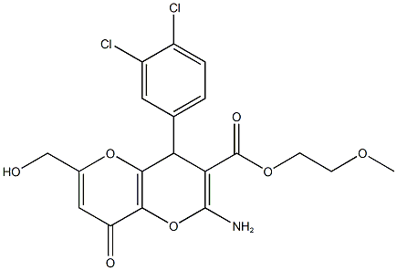 2-methoxyethyl 2-amino-4-(3,4-dichlorophenyl)-6-(hydroxymethyl)-8-oxo-4,8-dihydropyrano[3,2-b]pyran-3-carboxylate 구조식 이미지